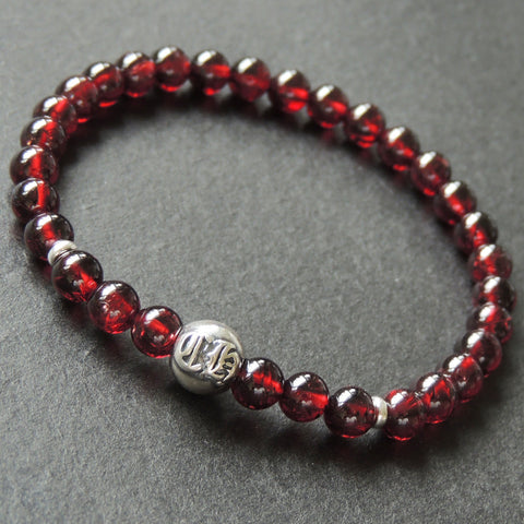 Men's Women Garnet Sterling Silver Bracelet AAA Gemstone 925 Bead Spacers DiyNotion Handmade BR621