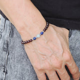 Men's Women Garnet Aquamarine Lapis Lazuli 925 Sterling Silver Bracelet AAA Gemstone DiyNotion Handmade BR622