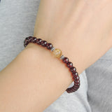 Men's Women Garnet Golden Rutilated Quartz 925 Sterling Silver Bracelet AAA Gemstone DiyNotion Handmade BR623