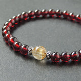 Men's Women Garnet Golden Rutilated Quartz 925 Sterling Silver Bracelet AAA Gemstone DiyNotion Handmade BR623