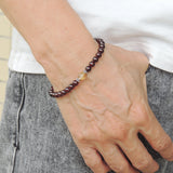 Men's Women Garnet Golden Rutilated Quartz 925 Sterling Silver Bracelet AAA Gemstone DiyNotion Handmade BR623