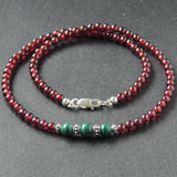 Handmade AAA Garnet Aquamarine Lapis 925 Sterling Silver Necklace Gemstone DiyNoion NK083