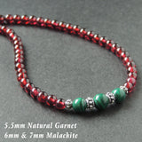 Handmade AAA Garnet Aquamarine Lapis 925 Sterling Silver Necklace Gemstone DiyNoion NK083