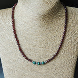 Handmade AAA Garnet Aquamarine Lapis 925 Sterling Silver Necklace Gemstone DiyNoion NK083