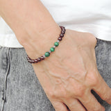 Men's Women Garnet Malachite 925 Sterling Silver Bracelet AAA Gemstone DiyNotion Handmade BR624