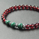 Men's Women Garnet Malachite 925 Sterling Silver Bracelet AAA Gemstone DiyNotion Handmade BR624