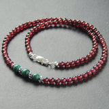 Handmade AAA Garnet Aquamarine Lapis 925 Sterling Silver Necklace Gemstone DiyNoion NK083