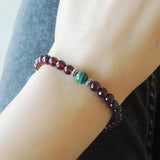 Men's Women Garnet Malachite 925 Sterling Silver Bracelet AAA Gemstone DiyNotion Handmade BR626