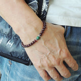 Men's Women Garnet Malachite 925 Sterling Silver Bracelet AAA Gemstone DiyNotion Handmade BR626