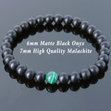 Men's Women Matte Black Onyx Malachite Bracelet Healing Gemstone DiyNotion Handmade BR625
