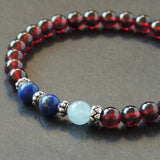Men's Women Garnet Aquamarine Lapis Lazuli 925 Sterling Silver Bracelet AAA Gemstone DiyNotion Handmade BR627