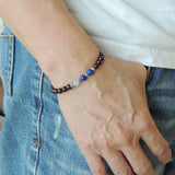 Men's Women Garnet Aquamarine Lapis Lazuli 925 Sterling Silver Bracelet AAA Gemstone DiyNotion Handmade BR627