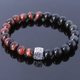 Men's Women Tiger Eye Black Obsidian Sterling Silver Bracelet 925 Bead DiyNotion Handmade BR133E