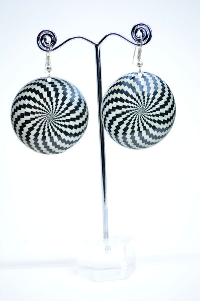 Boho Earrings Metal Earrings Dangle Earrings Spiral Earrings  Ethnic Earrings Black and White Boho Jewelry Gift For Her Birthday Gift