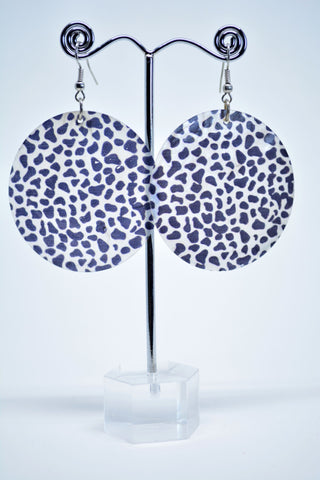 Drop Round Earrings, White Sea Shell Earrings, Hand Painted Black Spots, Ethnic Earrings, Boho Earrings, Round Shape, Gift For Girlfriend.