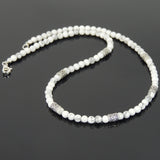 Men's Women White Howlite Sterling Silver Necklace Gemstone Beads Clasp DiyNoion Handmade NK091