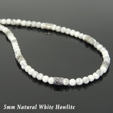 Men's Women White Howlite Sterling Silver Necklace Gemstone Beads Clasp DiyNoion Handmade NK091
