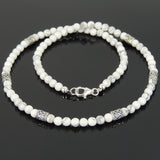 Men's Women White Howlite Sterling Silver Necklace Gemstone Beads Clasp DiyNoion Handmade NK091