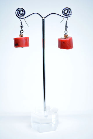 Bamboo Coral Drop Earrings, Cylinder Coral Shape, Indian Earrings, Boho Earrings, Tribal Jewelry, Gift For Mother, Gift For Her.