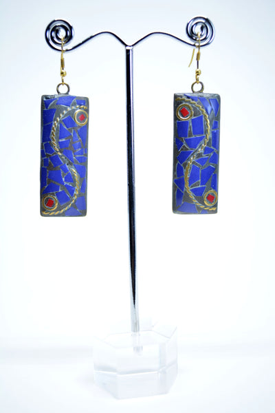 Brass Earrings OnSaleDrop Earrings Lapislazzuli Earrings Blue Earrings Indian Earrings Bohemian Earrings Gift for Lady Easter Gift Orecchini