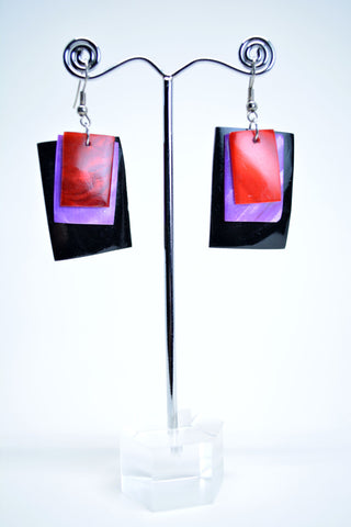 Shell Drop Earrings, Rectangular Sea Shell Earrings, Three Colors Earrings, Ethnic Earrings, Boho Earrings, Gypsy Jewelry, Gift for Women.