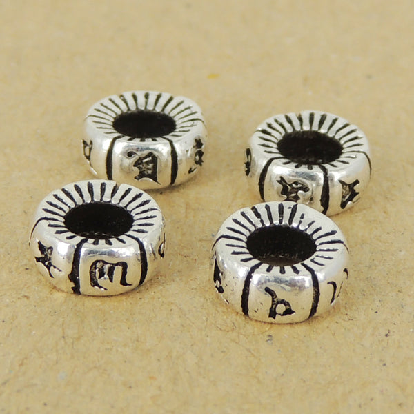 4 Pcs 925 Sterling Silver Mantra Spacers Vintage Buddhism Meditation WSP410X4 Wholesale Retail