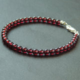 Men's Women Garnet Sterling Silver Bracelet Natural AAA Gemstone 925 Spacer Clasp DiyNotion Handmade BR436