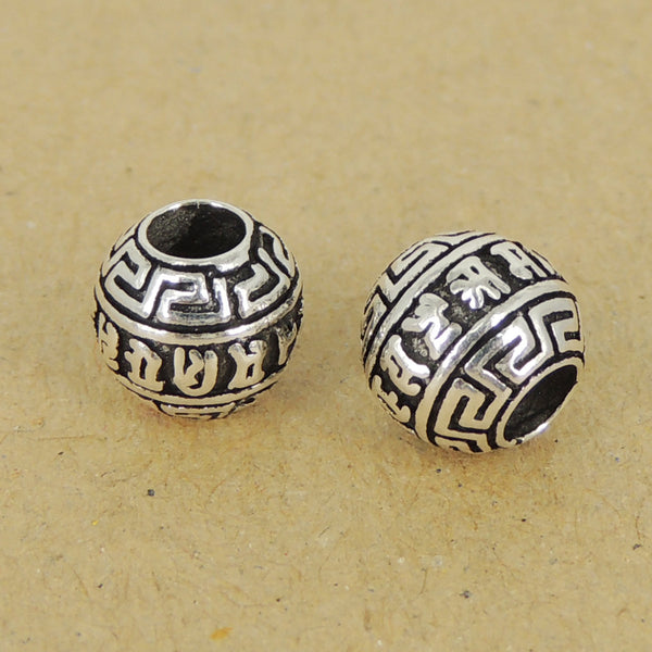 925 Sterling Silver Mantra Bead Vintage Buddhism Meditation WSP411 Wholesale Retail