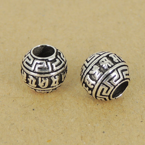 925 Sterling Silver Mantra Bead Vintage Buddhism Meditation WSP411 Wholesale Retail