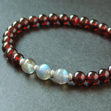 Men's Women Garnet Labradorite 925 Sterling Silver Bracelet AAA Gemstone DiyNotion Handmade BR633
