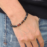 Men's Women Matte Black Onyx Blue Red Brown Tiger Eye Sterling Silver Bracelet DiyNotion Handmade BR635
