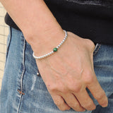 Men's Women Malachite Adjustable Bracelet 925 Sterling Silver Beads DiyNotion BR638