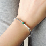 Men's Women Malachite Adjustable Bracelet 925 Sterling Silver Beads DiyNotion BR638