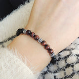 Men's Women Matte Black Onyx Tiger Eye 925 Sterling Silver Bracelet Spacers DiyNotion Handmade BR639