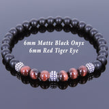 Men's Women Matte Black Onyx Tiger Eye 925 Sterling Silver Bracelet Spacers DiyNotion Handmade BR639