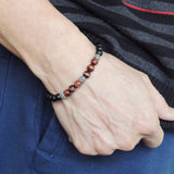 Men's Women Matte Black Onyx Tiger Eye 925 Sterling Silver Bracelet Spacers DiyNotion Handmade BR639