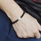 Men Women Black Obsidian White Howlite Sterling Silver Bracelet DiyNotion Handmade BR631