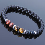 Men's Women Matte Black Onyx Blue Red Brown Tiger Eye Sterling Silver Bracelet DiyNotion Handmade BR635