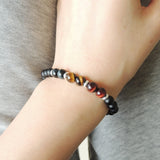 Men's Women Matte Black Onyx Blue Red Brown Tiger Eye Sterling Silver Bracelet DiyNotion Handmade BR635
