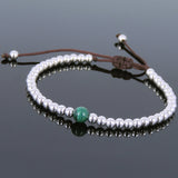 Men's Women Malachite Adjustable Bracelet 925 Sterling Silver Beads DiyNotion BR638