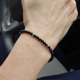 Men's Women Black Onyx 925 Sterling Silver Bracelet Bead Clasp Gemstone DiyNotion Handmade BR640