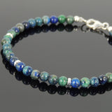Men's Women Mixed Chrysocolla Lapis Sterling Silver Bracelet 925 Spacers Clasp DiyNotion Handmade BR644
