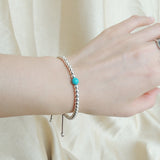 Men's Women Turquoise Adjustable Bracelet 925 Sterling Silver Beads DiyNotion BR645