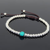 Men's Women Turquoise Adjustable Bracelet 925 Sterling Silver Beads DiyNotion BR645