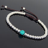 Men's Women Turquoise Adjustable Bracelet 925 Sterling Silver Beads DiyNotion BR645