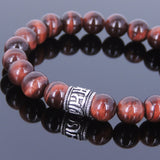 Men's Women Red Tiger Eye Bracelet 925 Sterling Silver Mantra Buddhism Charm DiyNotion Handmade BR647