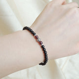 Men's Women Black Onyx Garnet 925 Sterling Silver Bracelet Cross Bead Gemstone DiyNotion Handmade BR650