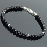 Men's Women Black Onyx 925 Sterling Silver Bracelet Bead Clasp Gemstone DiyNotion Handmade BR640