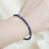Men's Women Lapis Sterling Silver Bracelet Gemstone 925 Beads Clasp DiyNotion Handmade BR642