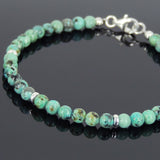 Men's Women African Green Turquoise Sterling Silver Bracelet Gemstone 925 Beads Clasp DiyNotion Handmade BR643